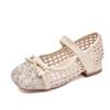 High-heeled girls' princess shoes for spring and autumn2026New style little girl's leather shoes with dress, soft-soled children's crystal shoes