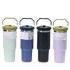 30oz Edelstahl Isolierter Eisbecher mit Griff und Strohhalm, Tragbar für Auto