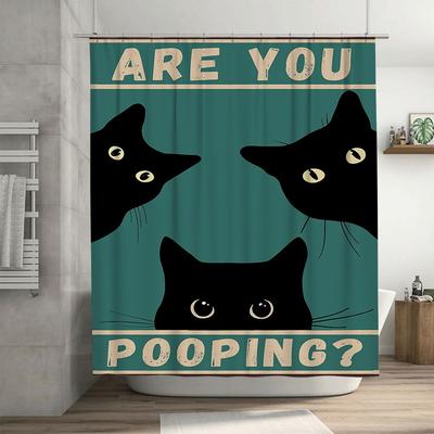 Black Cats Eye Pooping Shower Curtain Are You The One?
