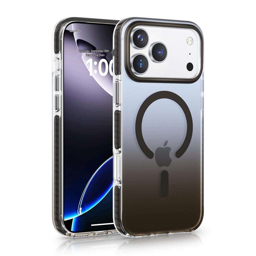 IPhone 17 Pro Max Blaulichtverlauf Magnetische Schutzhülle mit Zweifarbiger Airbag Sturzsicherer Design