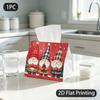 1pc Tissue Box, Watercolor Christmas Gnomes Warm Joyful Pattern, 2D Flat Printing, Dust Blocking, Strong And Firm, Tissue Organizer, for Kitchen Count