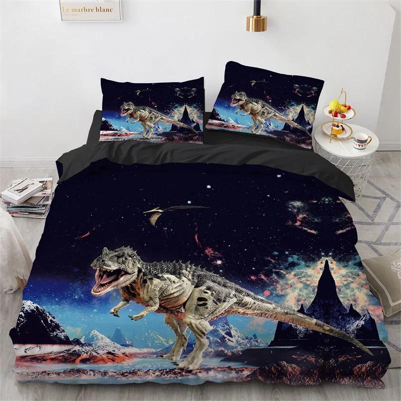 Dinosaur Duvet Cover Jurassic Age Tyrannosaurus Rex Bedding Set Twin King For Kids Boys Room Microfiber 3D Print Comforter Cover