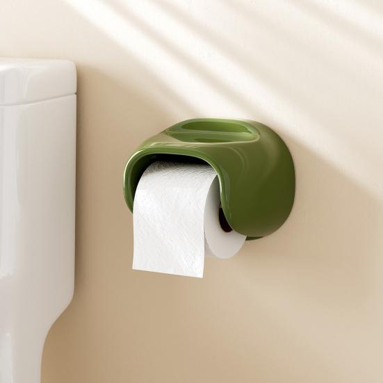 Roll Holder No Drilling Wall Mount Toilet Paper Holder with Top Storage Shelf Durable Space Saving Tissue Dispenser for Bathroom Kitchen