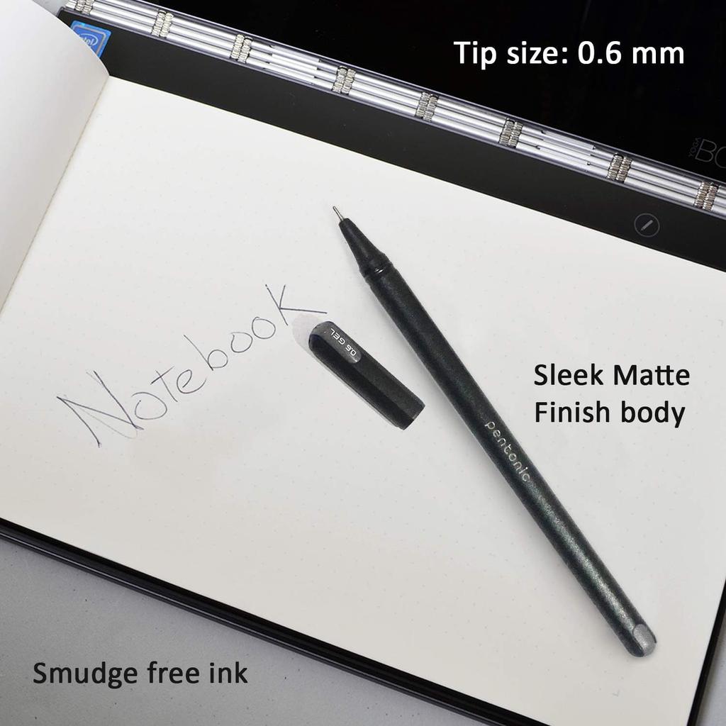 Pentonic 0.7mm Gel Pen & Refill Combo Pack | Black Ink | 10 Pens + 10 Refills for Office, Home & School