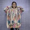 Spring 2026 Printed Hooded Knit Mom-Style Pullover Sweater
