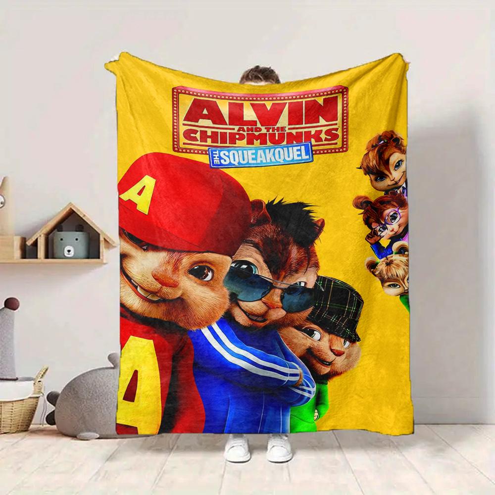 1Pc Alvin Chipmunks Squeakquel Blanket Soft And Comfortable Casual Warm Camping Travel Christmas Halloween Xmas Gift M924496