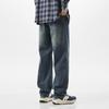 Retro loose American street jeans men's and women's casual fat mopping pants washed blue retro straight pants