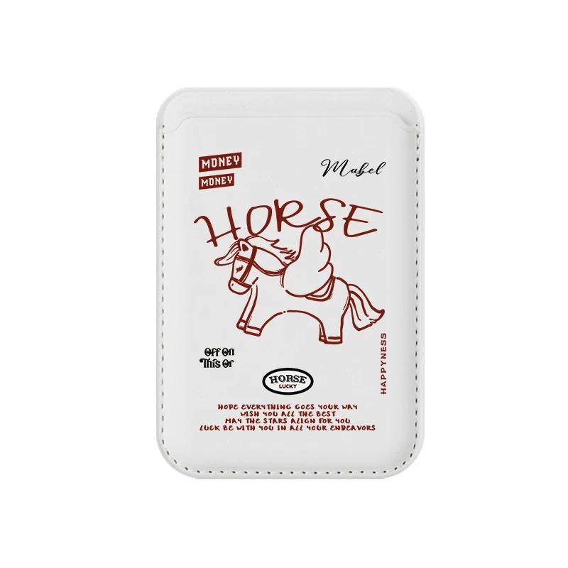 Angel Red MAGsafe Compatible Leather Card Holder for Apple Phones Single Card Holder