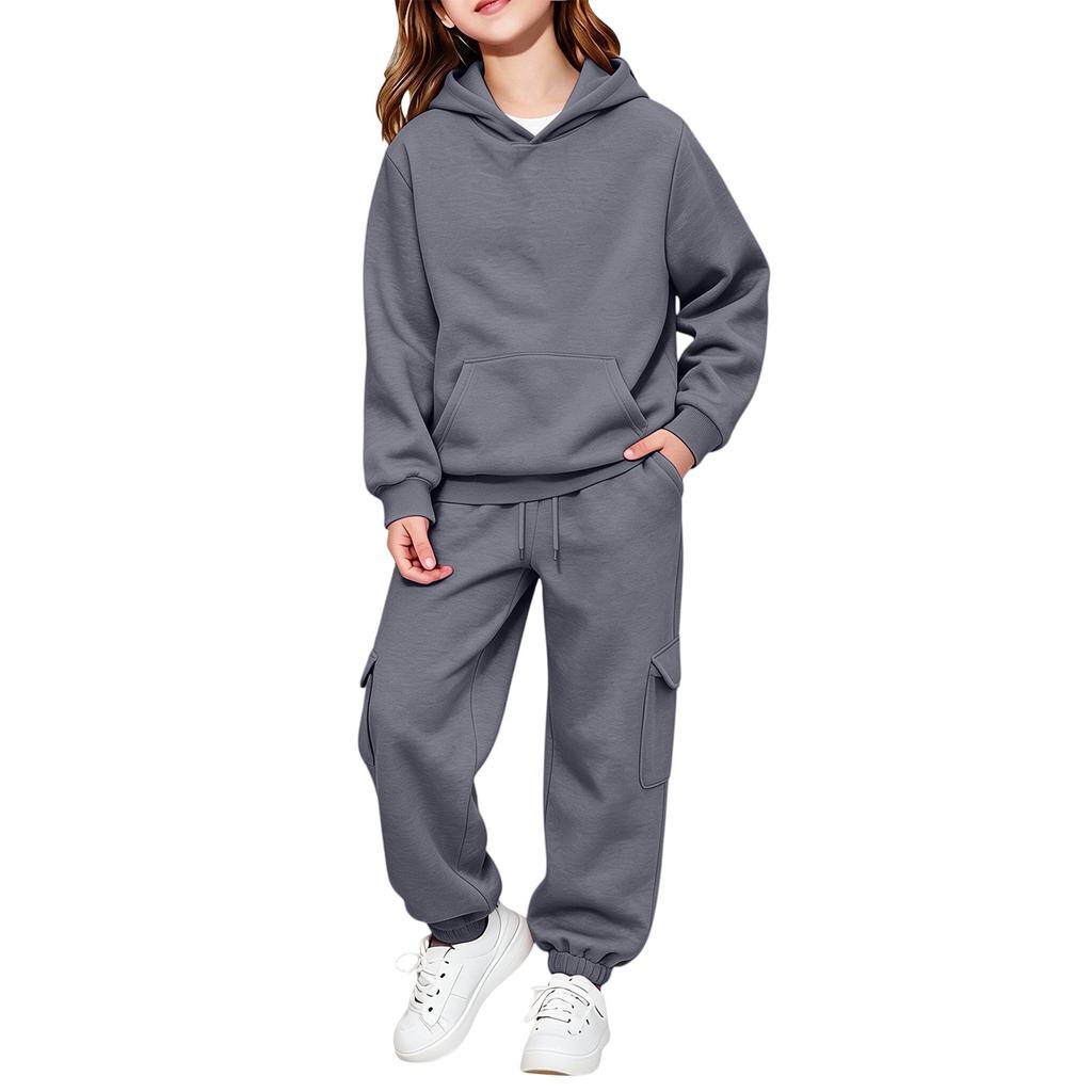 Set Felpa con Cappuccio e Maniche Lunghe Colorata per Bambini e Bambine