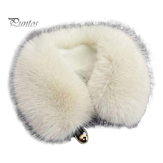 Luxury Faux Fur Accessory Fake Scarf Puffy Collar Trim Adjustable Button Fastening Neck Removable Plush Winter Warmer Wrap Thermal Quick Close