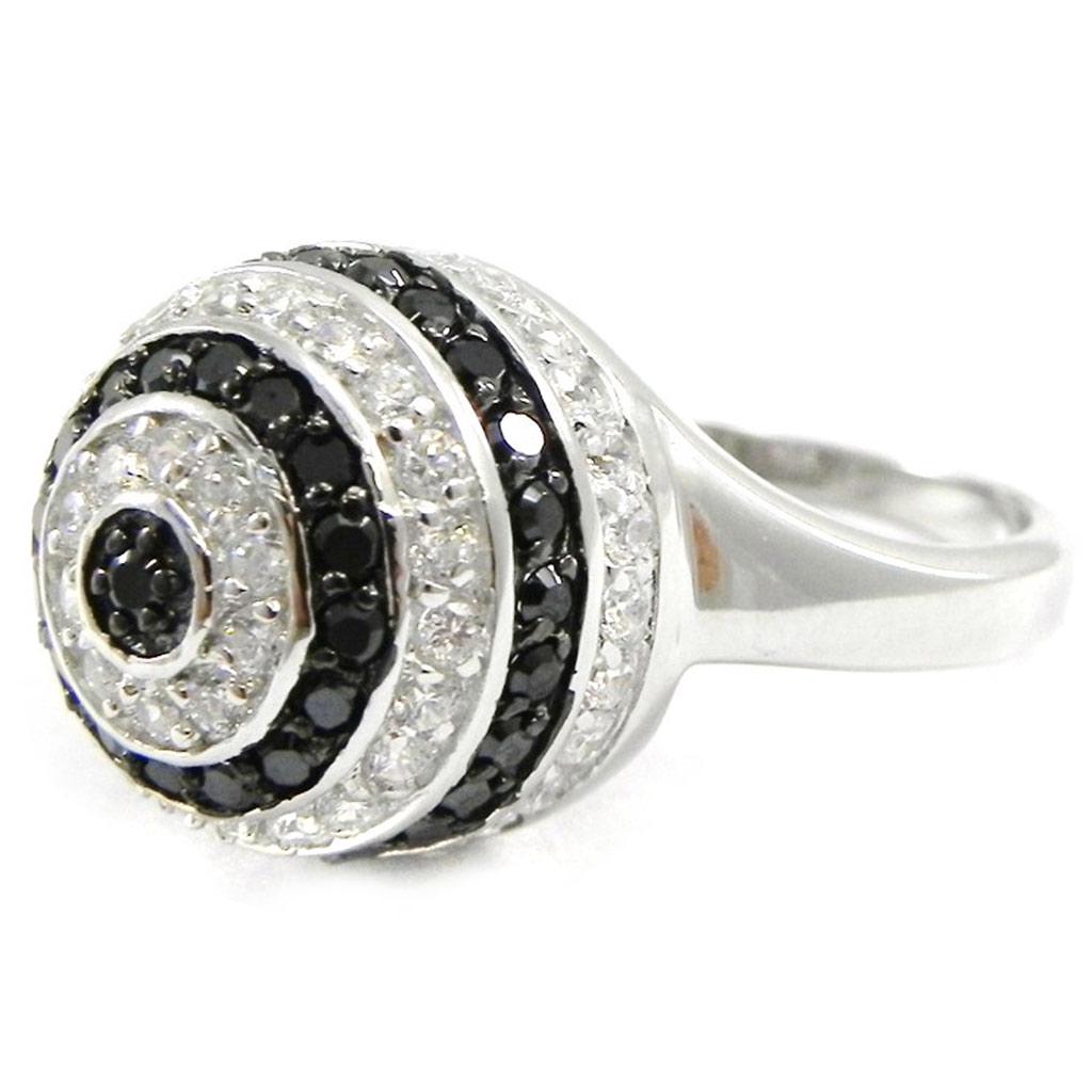 Silver Ring 'Romy' Black White