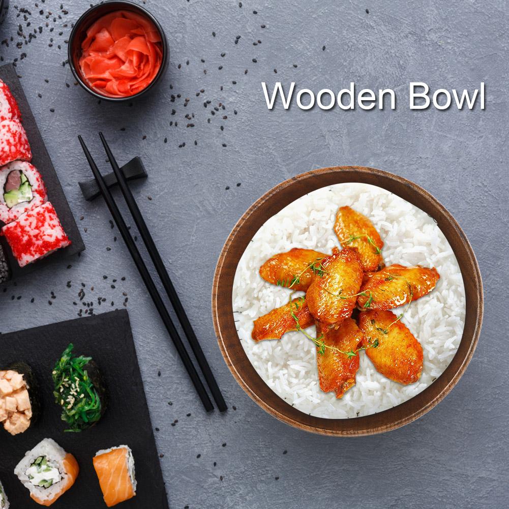 Child Kid Wooden Handmade Bowl Food Container Heat Resistant Tableware
