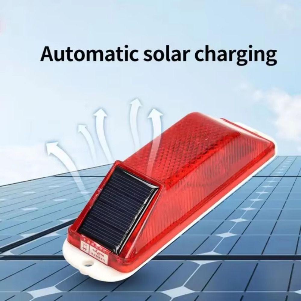 2pcs Rechargeable Warning LED Lamp Solar Powered Construction Obstacle Light  Auto Accessories