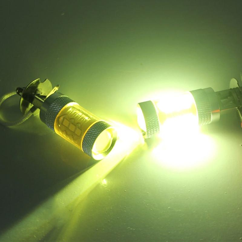 Reliable 2pcs H3 80W 16 LED Car Fog Light Bulb Yellow Color for Trucks