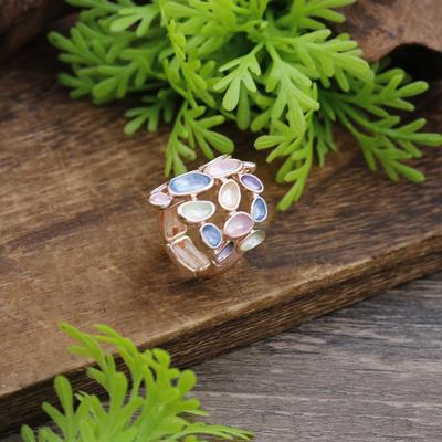 Neuer Emaille-Farbe Hohlgeometrisches Blume Elastischer Ring Damenmode Vielseitig Blumenbüschel High-End-Ring