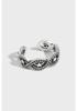 S925 Sterling Silver Retro Thai Wave Pattern Blackened Ring - Women's High-End European Style