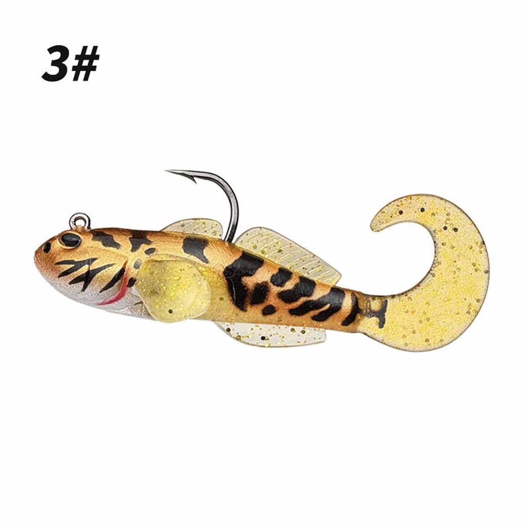 Barbless Single Hook Soft Fishing , Fish Tail Imitation for Bass & Fishing