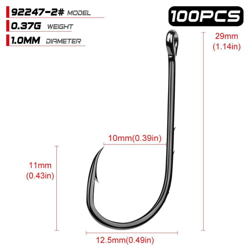 100pcs High Carbon Steel 1#-6/0# Fishing  Hook Single Barbed Hook Fishing Accessories