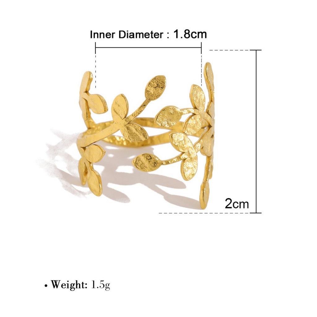 1 Stück Stylischer Ring 18K Vergoldet Mehrfarbig 304 Edelstahl & Zirkonia Offene Ringe Blumenblätter Für Damen Geschenk