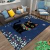 Black Cat Christmas Themed Carpet with Snowflakes and Holly Design Suitable for use as an anti-slip for living room bedroom sofas