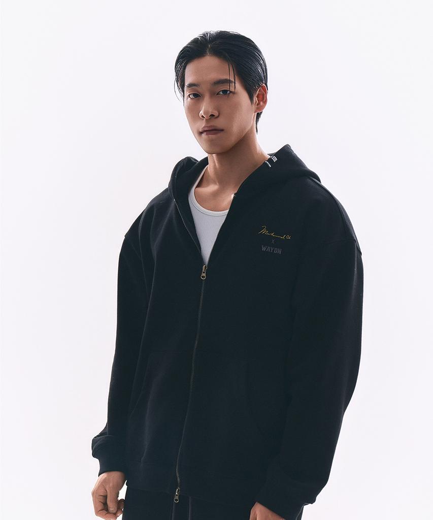 Waydn [Ali] The Greatest Oversized Zip-Up Hoodie Black