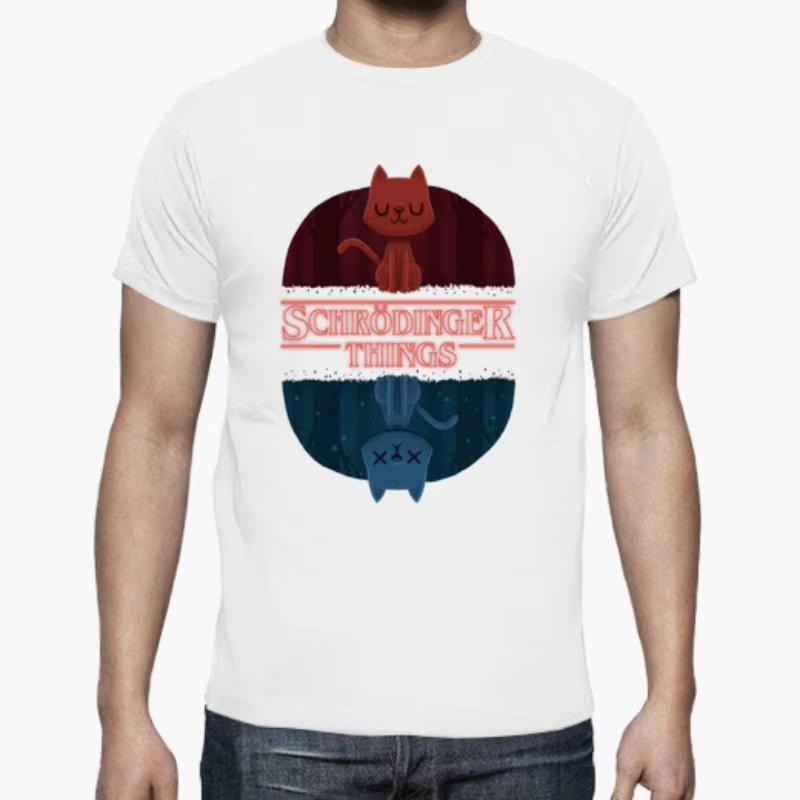 

Schrodingers Things Funny Schrodinger Cat T Shirt New Summer Cotton Short Sleeve ONeck Tshirt Casual Mens Womens Top S