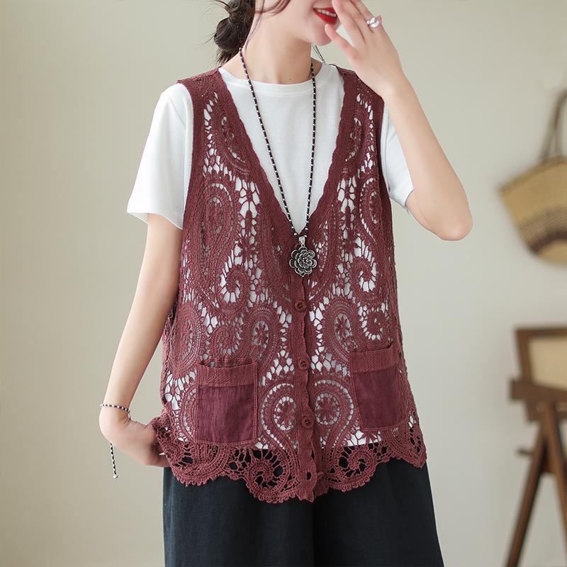 DIMANAF 2023, vestă de vară pentru femei, vestă scobită din tricot