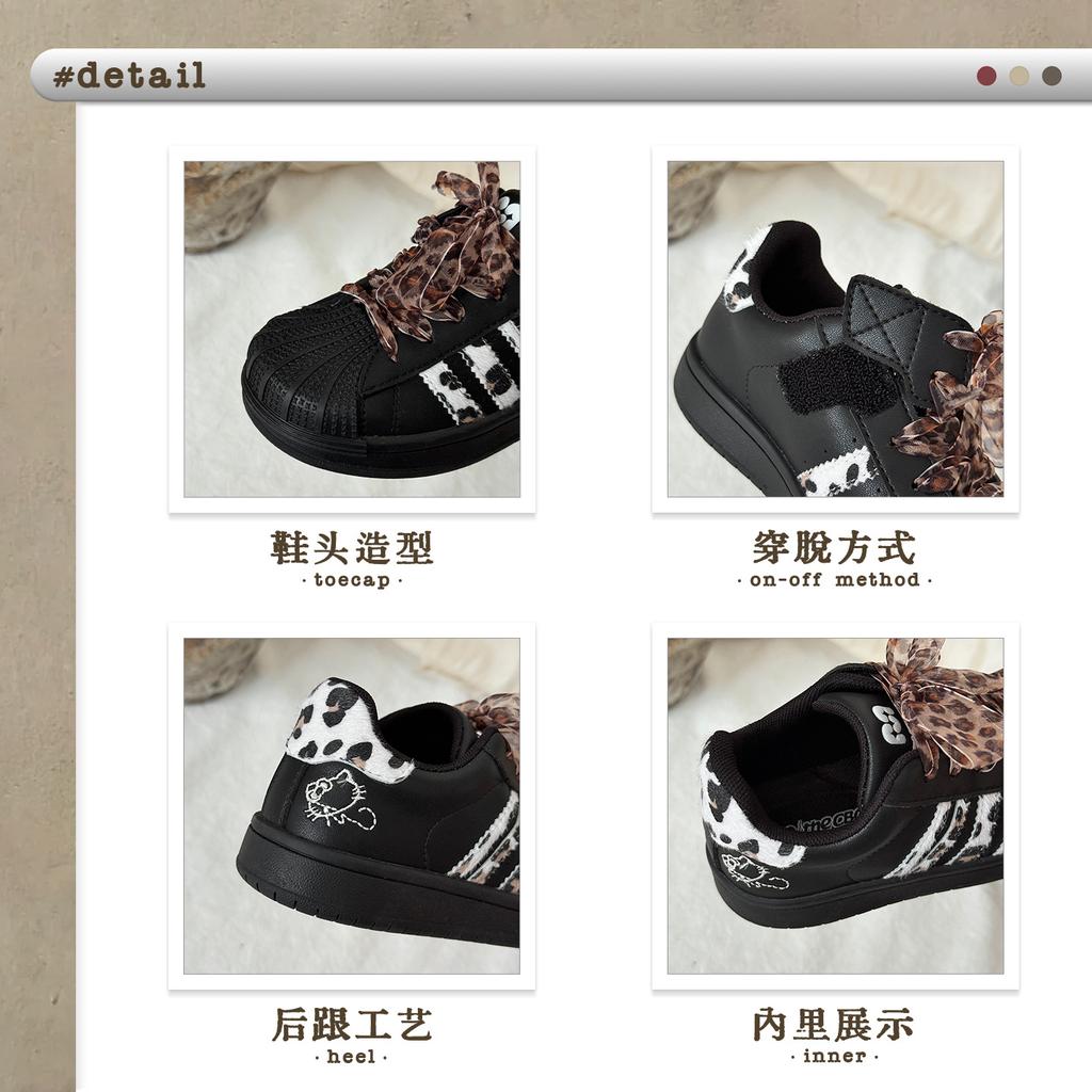 XSHX Leopardenmuster Schalen-Schuhe | Mädchen Herbst Klettverschluss Tasche Kopf Gummi rutschfeste Laufsohle stabil und retro süß
