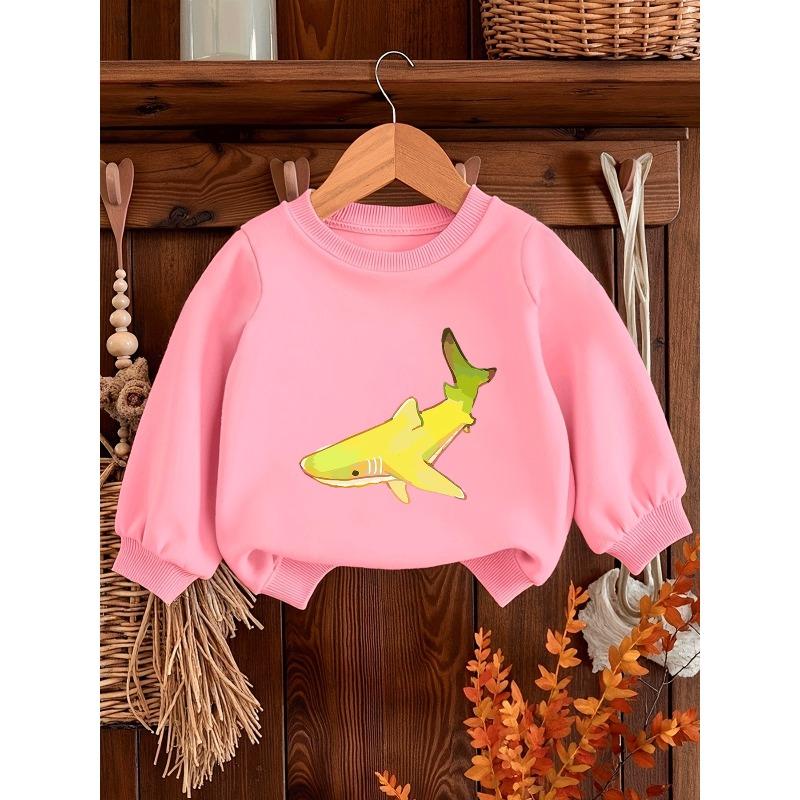 European sizes Adorable Banana Whale Print Design, Soft And Comfortable Thin Round-Neck Sweatshirt For Baby Girls Aged 0-3 Years.