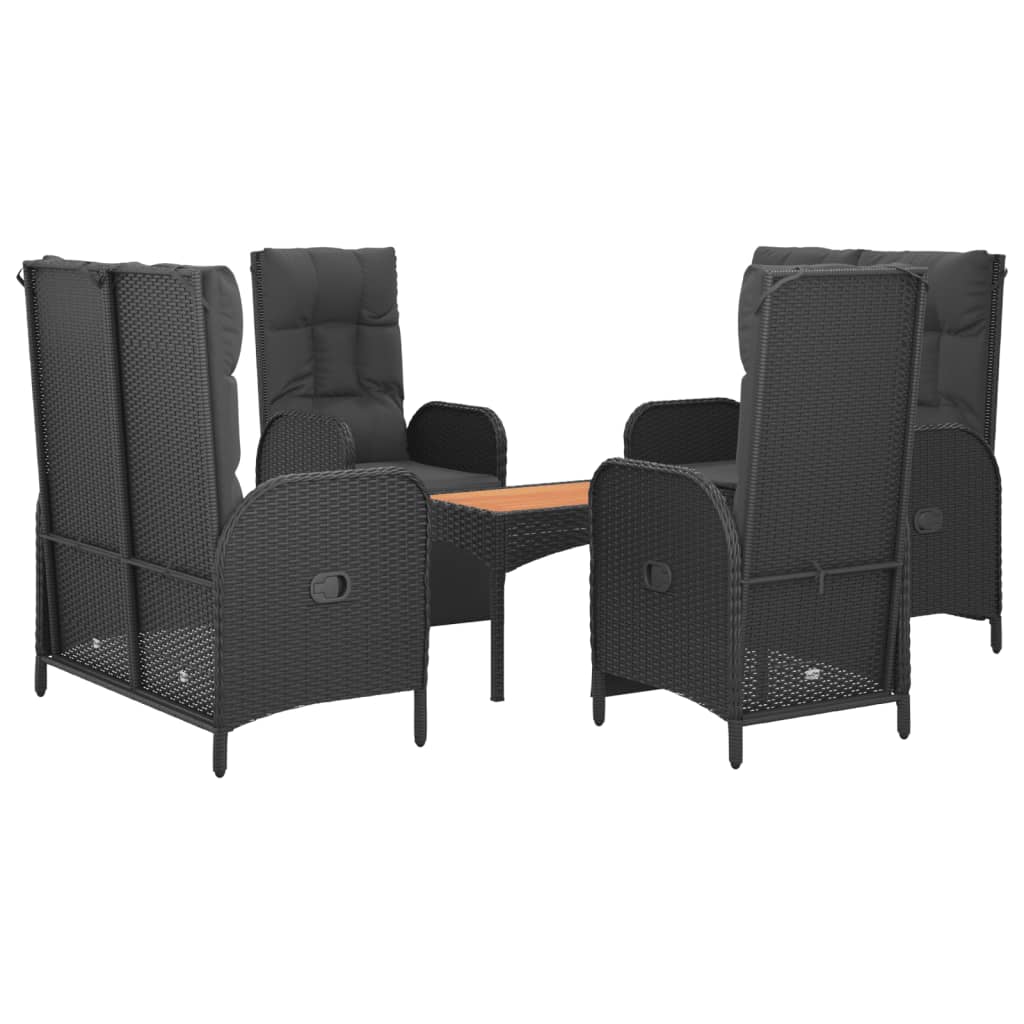 Vidaxl 5-Cz. Garden Furniture Set With Cushions, Black, Poly Rattan