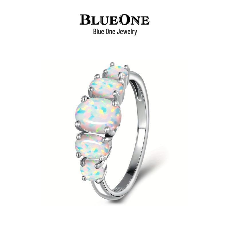 European and American Fashion Women's Egg-shaped Opal Ring - Elegant and Unique Jewelry Gift