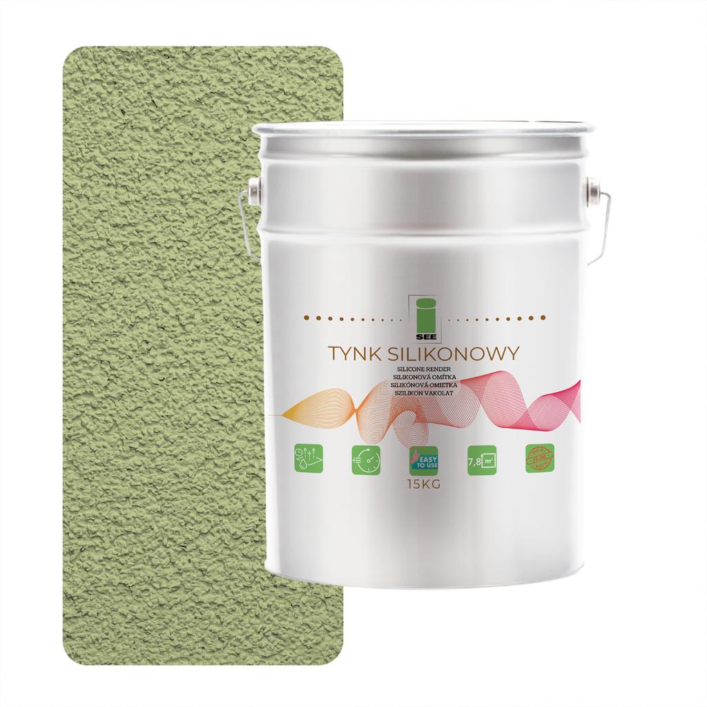 Tynk silikonowy elewacyjny zewnętrzny zielony pistacjowy 1.5mm premium 15kg