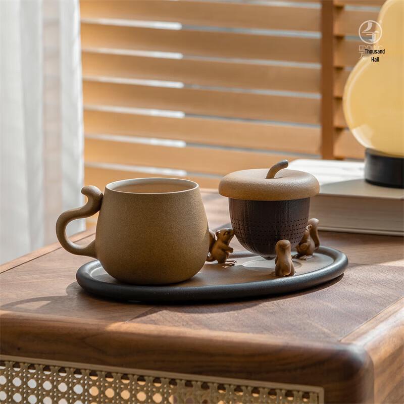 Edenus Ceramic Tea/Coffee Cup Set with Tea Tray