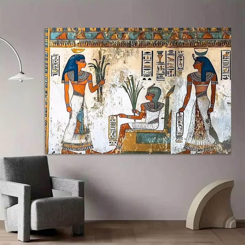 2D Antike Ägyptische Grabmalerei Kulisse Hieroglyphen & Figuren Themen-Deko Hintergrund