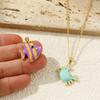 2 PCs Brass Ocean Jewelry Pendants 18K Gold Plated Enamel Tropical Fish Crab Charms For DIY Necklace Keychains Making Findings
