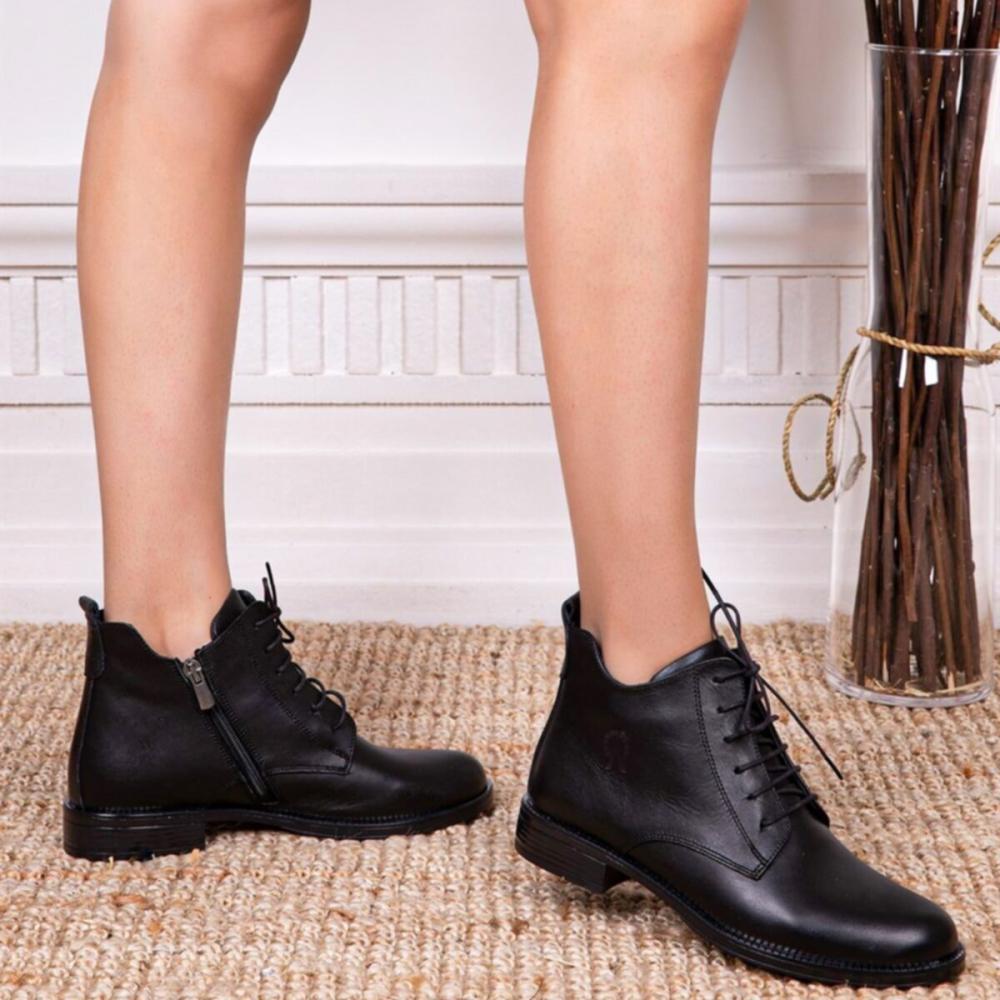 Echtes Leder Schwarz Damen Lederstiefel