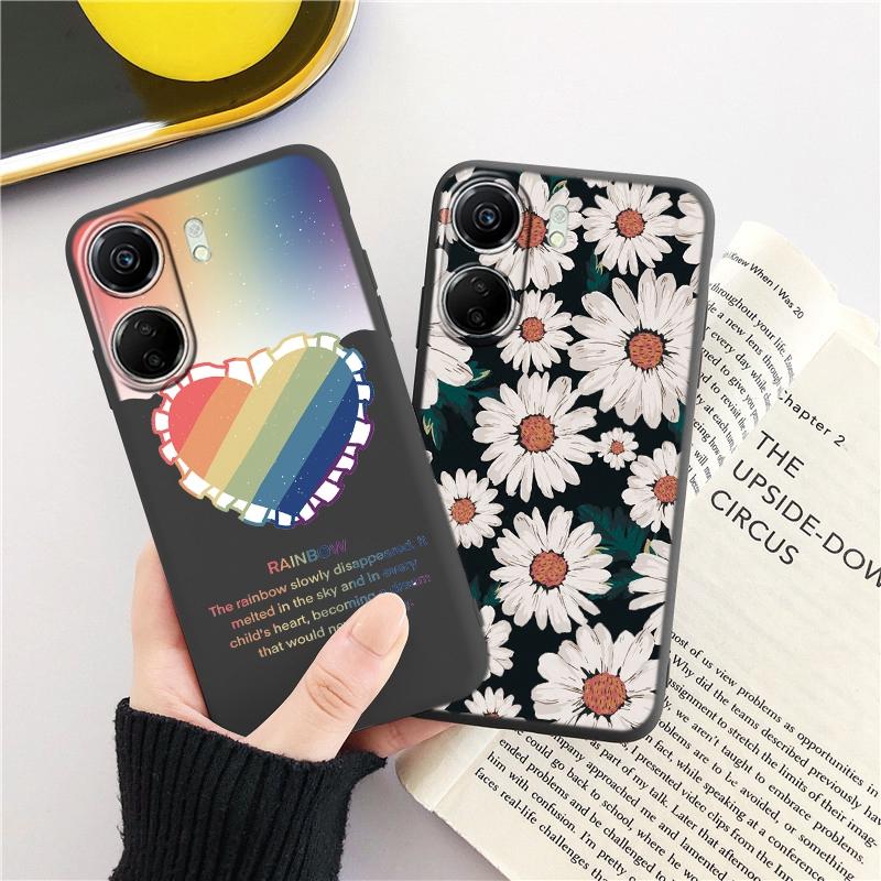 Phone Case For Redmi 13C 4G 12C A3 A2 A1 Plus Note 13 Pro For Xiaomi 14 13 Poco C65 X6 X3 Pro Love Heart Flowers Patterned Shockproof Bumper Cover