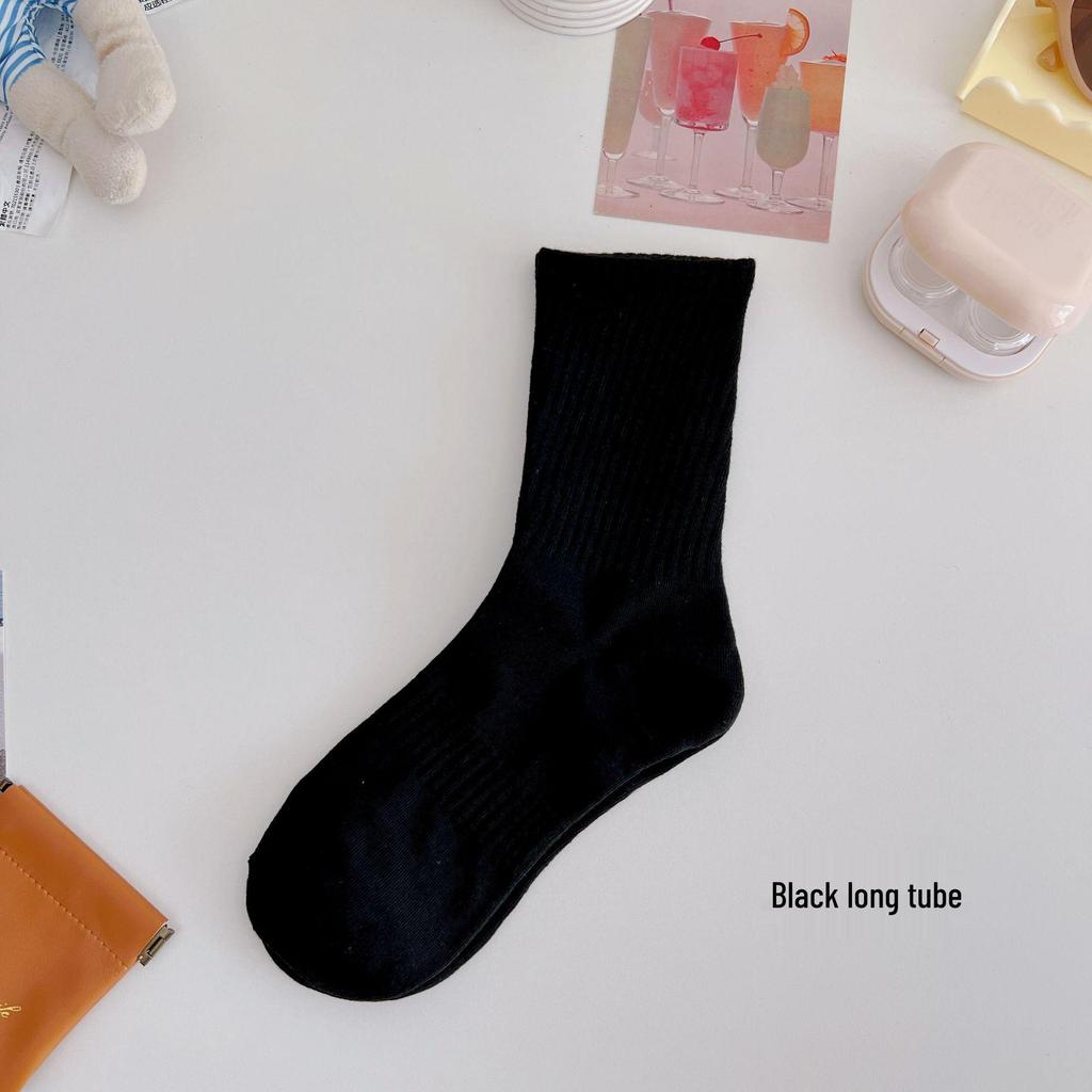 Women's Mid-Calf Cotton Sports Socks: Breathable, Sweat-Absorbent, Non-Slip, Waist-Tightening - Perfect for Spring and Autumn