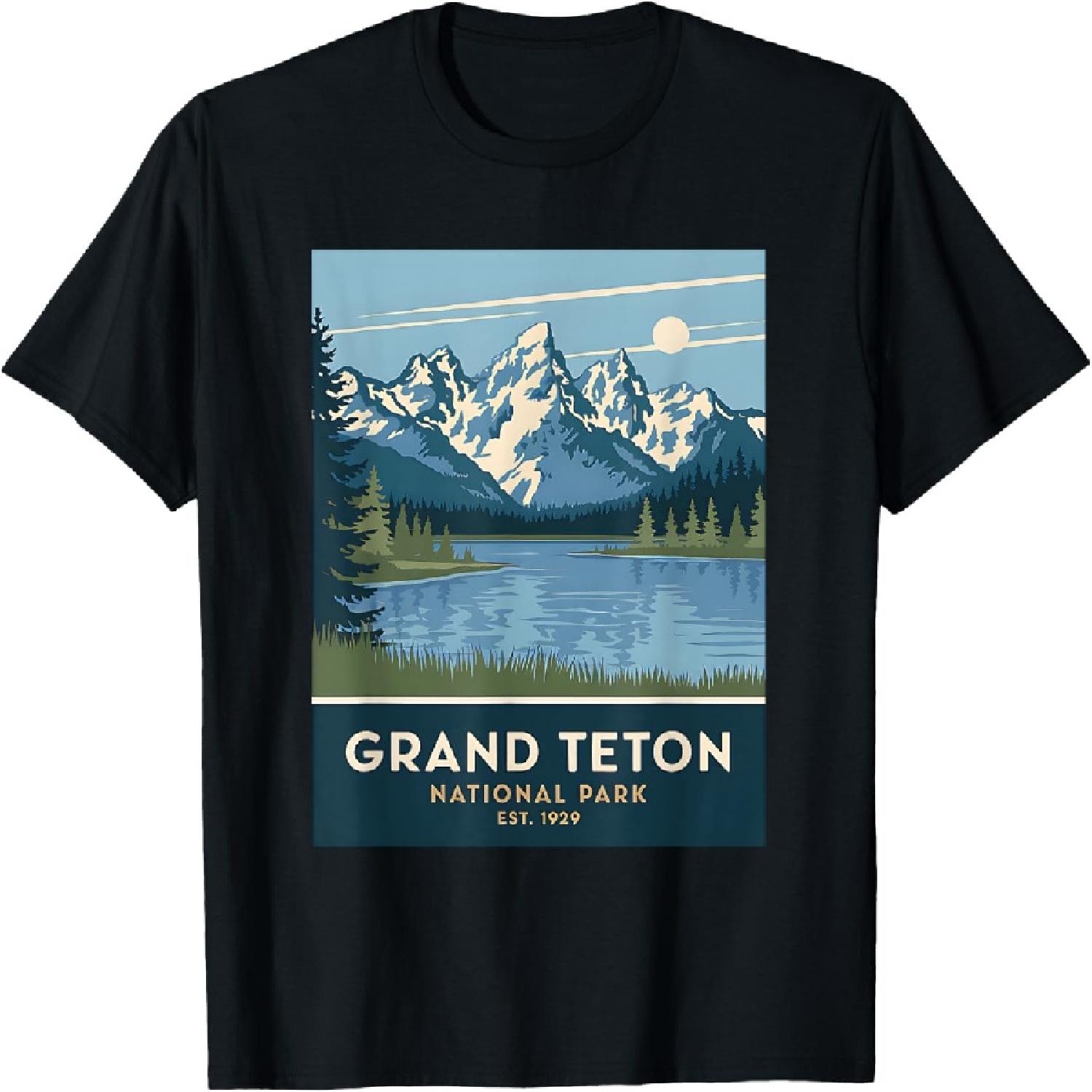 

Grand Teton National Park Vintage Camping Hiking Men Women T-Shirt XXXXXL чорний