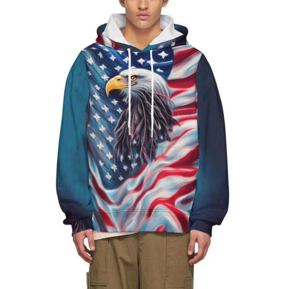 Fashion American Flag and Eagle 3D Printing Hoodie Men Casual Sweatshirt Harajuku Streetwear Long Sleeve Pullover