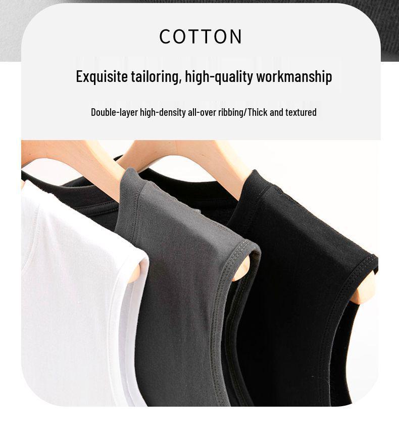 Heren 2026 Zwaar Katoenen Vest - Koreaanse Stijl Trendy Mouwloos T-shirt, Effen Kleur Casual Basislaag