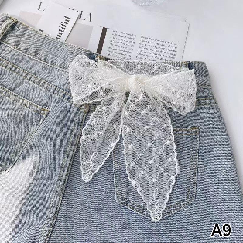 Fashion Y2K Long Lace Waistband Bow Floral Lace Waist Belt Tie Up Thin Dress Jeans Belt Summer