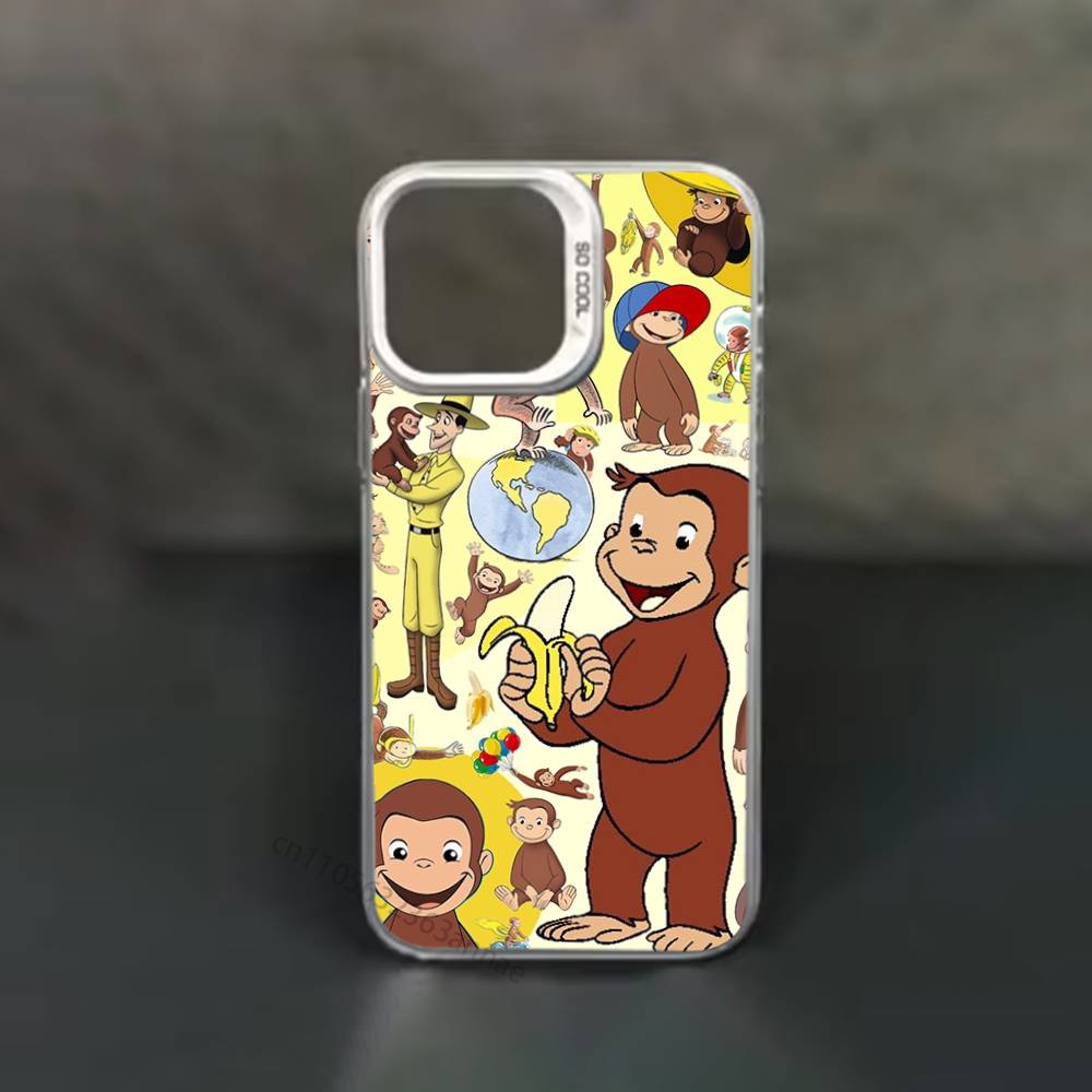 

Luxury Y2K Curious George Phone Case for iPhone 15 16 Pro Max Air SE 11 13 Pro 14 Plus 12 11Pro 15Pro Max 16e Cover iPhone12PROMAX