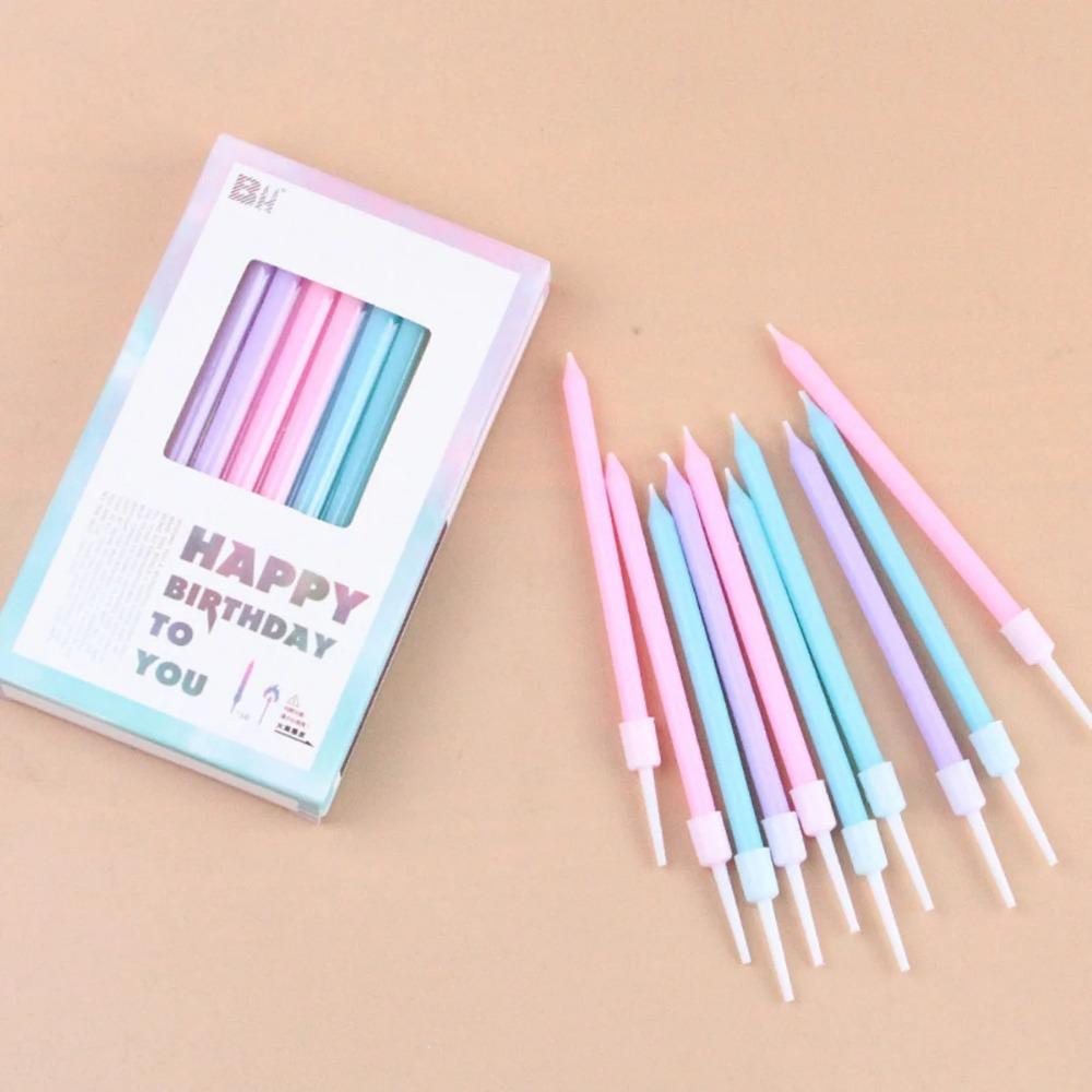 10/12 peças, Velas de Aniversário, Adereços para Fotos de Festa de Aniversário em Cores Doces, Decorações de Bolo Arco-Íris, Velas para Bolo de Aniversário
