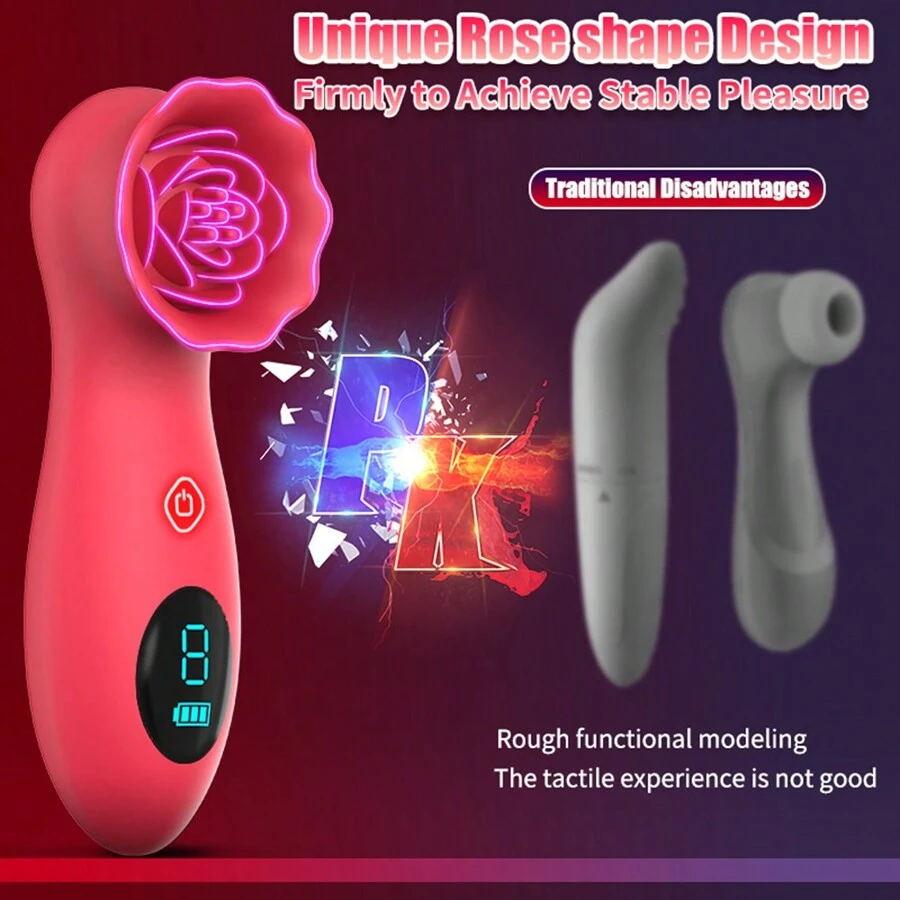 LCD Display Rose Sex Toys, Vibrating Rose Adult Female Couple Sex Toys, Female Clitoral Nipple Vibrator, Clitoral Stimulator Female