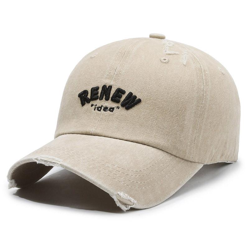 Vintage Cotton Baseball Cap With Embroidered Lettering Adjustable Sun Protection For Men Women