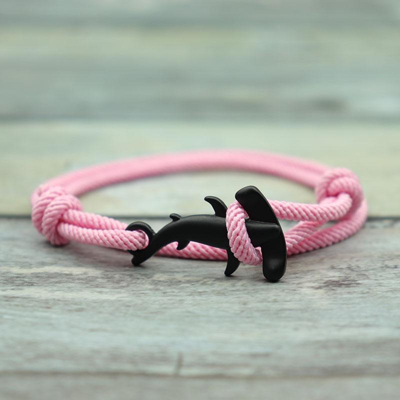 Double Layer Mens Shark Bracelet Sliding Adjustable 3mm Thin String Braslet Beach Nautical Silk Rope Braclet Pulseiras Hombre
