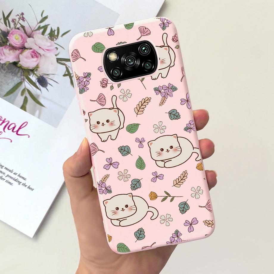 Pro Xiaomi Poco X3 Pro Pouzdro Poco X3 NFC Kryt Květina Roztomilý Kočka Malba Nárazník Skořápka Na PocoX3 X3Pro x3nfc Měkký Luxusní Silikon