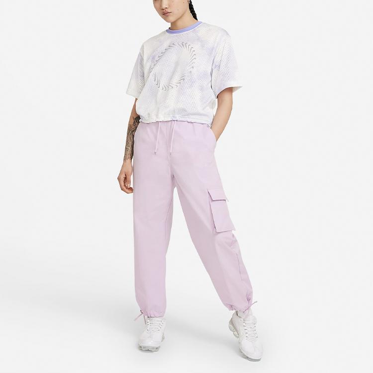 Nike Tie-Dye Print Mesh Breathable Round Neck T-Shirt Women Tops Light-Purple CZ9325-569