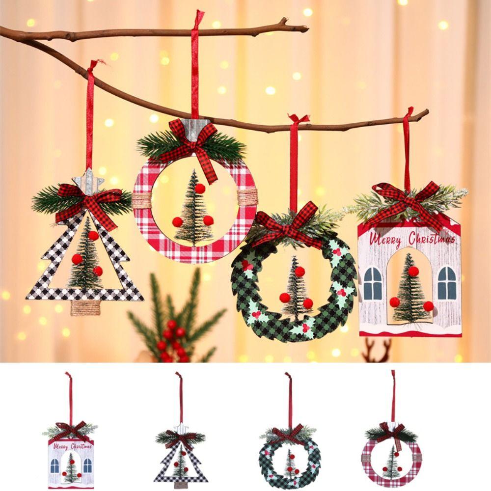 Round Christmas Decoration Decorative Christmas Wooden Pendant Navidad Gift   DIY